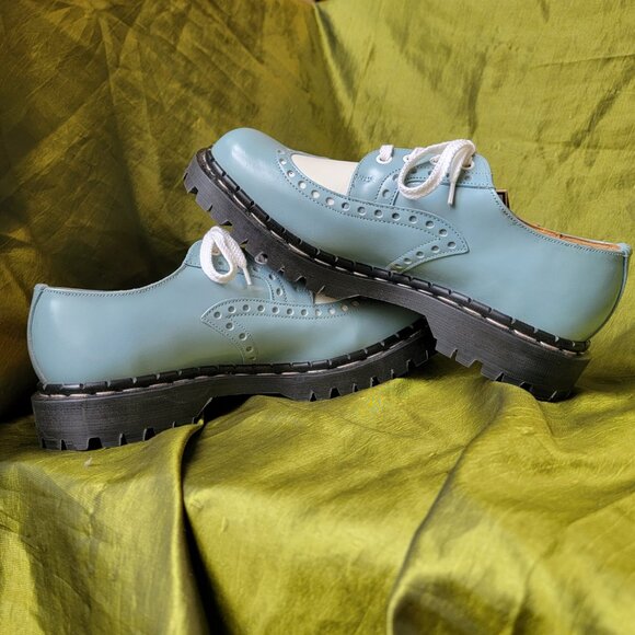 Vintage Gripfast Baby Blue Oxford Wingtip Unisex SZ 12 Women NWT Made In England - Picture 6 of 12